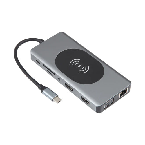 14 in 1 Type-C Docking Station with Wireless Charging(1000M Network Port)