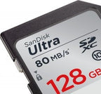 بطاقة ذاكرة سانديسك ألترا 128 جيجابايت SDXC UHS-I بسرعة تصل إلى 80 ميجابايت/ثانية (SDSDUNC-128G-GN6IN)، أسود