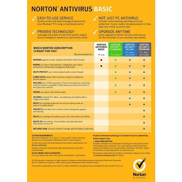 Norton Anti-Virus Basic Arabic, 1 User 1 Device 1 Year