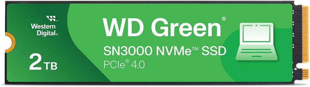 Western Digital 2TB WD Green SN3000 NVMe SSD - Solid State Drive - Gen4 PCIe, M.2 2280, Up to 5,000 MB/s - WDS200T4G0E