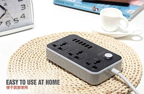 Power Socket LDNIO SC3604 | Smart 6 Usb Charging Ports 3.4A | 3 Universal International Socket |  2 Metre Cord Length || 2500W 10A Rated Power