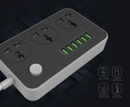 مقبس طاقة LDNIO SC3604 | 6 منافذ شحن USB ذكية 3.4 أمبير | 3 مقابس عالمية | طول السلك 2 متر || قدرة كهربائية مصنفة 2500 واط 10 أمبير 