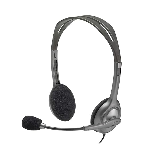 Logitech H110 Wired On Ear Headphones With Mic, Stereo With Noise-Cancelling,3.5-Mm Dual Audio Jack, PcMacLaptop- Black