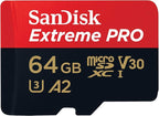 بطاقة ذاكرة SanDisk Extreme PRO microSDXC بسعة 64 جيجابايت + محول SD + برنامج RescuePro Deluxe، بسرعة تصل إلى 200 ميجابايت/ثانية، مع أداء تطبيقات A2، للهواتف الذكية وكاميرات الحركة والطائرات بدون طيار، فئة UHS-I 10 U3 V30 