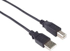 كابل طابعة USB 2.0 عالي السرعة، ذكر/ذكر، طول 3 أمتار، من النوع A ذكر إلى النوع B ذكر، لون الكابل أسود، طوله 1.8 متر 