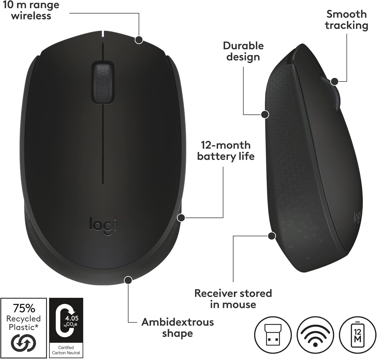 Logitech Wireless Mouse M171 Grey