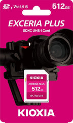 بطاقة ذاكرة Kioxia LNPL1M512GG4 Exceria Plus SD، الفئة 10، فئة سرعة UHS U3، سرعة قراءة 100 ميجابايت/ثانية، سرعة كتابة 85 ميجابايت/ثانية، سعة 512 جيجابايت 