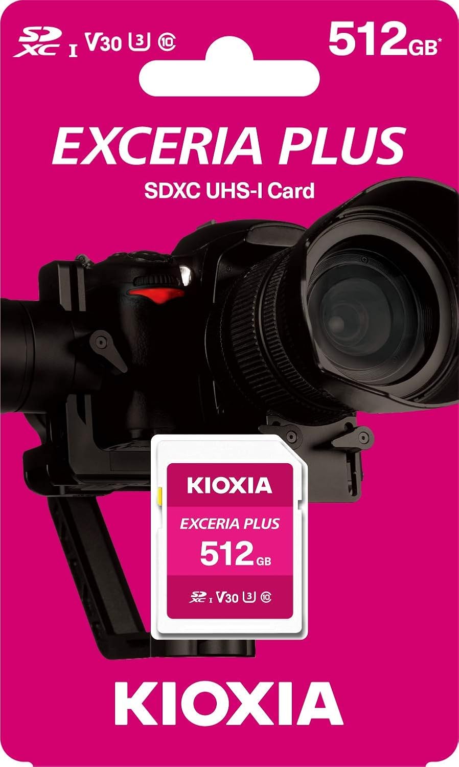 Kioxia LNPL1M512GG4 Exceria Plus SD Card, Class 10, U3 UHS Speed Class, 100MB/s Read Speed, 85MB/s Write Speed, 512GB