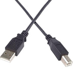 كابل طابعة USB 2.0 عالي السرعة، ذكر/ذكر، طول 3 أمتار، من النوع A ذكر إلى النوع B ذكر، لون الكابل أسود، طوله 1.8 متر 