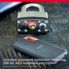 محرك أقراص الحالة الصلبة المحمول SanDisk Extreme - سعة 2 تيرابايت / سرعة تصل إلى 1050 ميجابايت/ثانية / منفذ USB 3.2 من الجيل الثاني من النوع C / أسود / محرك أقراص الحالة الصلبة الخارجي (SSD)