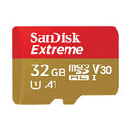 بطاقة ذاكرة SanDisk Extreme microSDHC UHS-I بسعة 32 جيجابايت مع محول - سرعة تصل إلى 100 ميجابايت/ثانية، C10، U3، V30، 4K، A1، Micro SD - SDSQXAF-032G-GN6MA 
