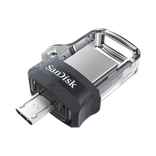 محرك أقراص SanDisk Ultra Dual بسعة 256 جيجابايت، مزود بمنافذ m3.0 وmicroUSB وUSB Type-A، يدعم USB 3.0 عالي السرعة، بتصميم قابل للسحب لأجهزة Android وأجهزة الكمبيوتر - SDDD3-256G-G46 