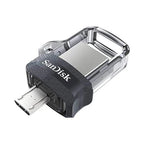 محرك أقراص SanDisk Ultra Dual بسعة 256 جيجابايت، مزود بمنافذ m3.0 وmicroUSB وUSB Type-A، يدعم USB 3.0 عالي السرعة، بتصميم قابل للسحب لأجهزة Android وأجهزة الكمبيوتر - SDDD3-256G-G46 