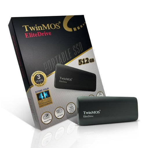 TwinMOS Portable SSD EliteDrive USB 3.2/Type-C 512GB - Black