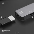 محطة إرساء USB-C من Endefo مزودة بمنفذ HDMI (4K@60Hz) + منفذ SD/TF + منفذي USB + منفذ USB-C (للبيانات) + منفذ USB-C (لتقنية الشحن السريع PD)