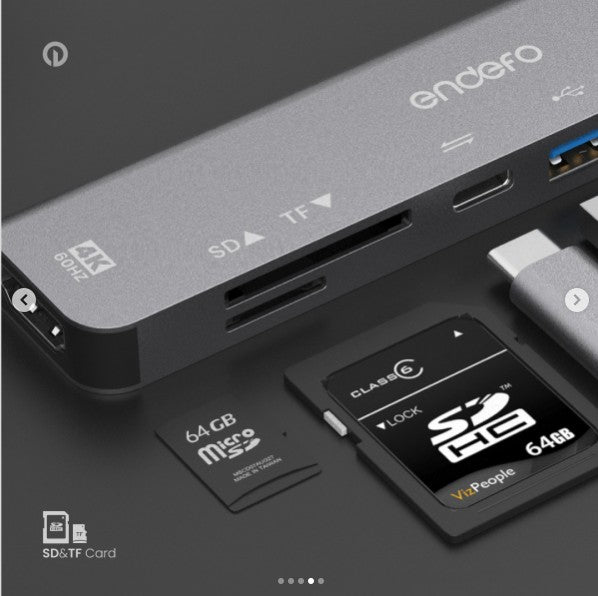 USB-C Docking Station Endefo HDMI(4K@60Hz)+ SD/TF+USB * 2 + USB-C(Data)+USB-C(PD)