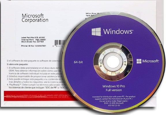 Microsoft Windows 10 Professional - 1 User License |  64-Bit | DVD