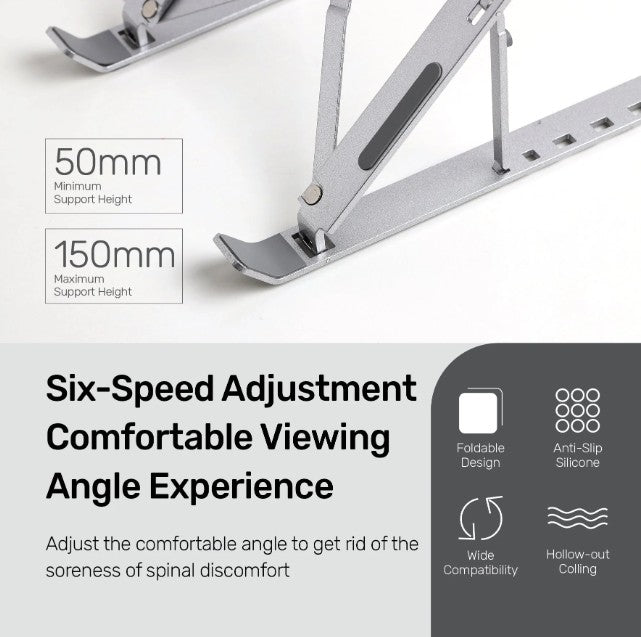 Adjustable L Stand NB75 Portable Aluminium | Foldable Ventilated Cooling Computer Support
