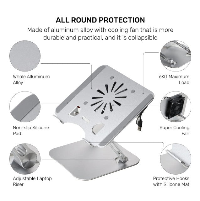 ARIZONE NB68 Laptop Stand with Cooling Fan, Laptop Cooling Pad, Adjustable Height Laptop Riser for Gaming Laptop