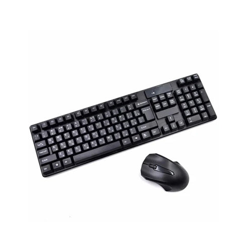 TJ-808 2.4G Keyboard and Mouse Suit Wireless Keyboard and Mouse - Black Arabic