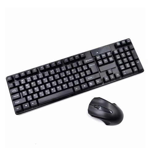 TJ-808 2.4G Keyboard and Mouse Suit Wireless Keyboard and Mouse - Black Arabic