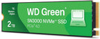 محرك أقراص الحالة الصلبة Western Digital WD Green SN3000 NVMe SSD بسعة 2 تيرابايت - من الجيل الرابع PCIe، M.2 2280، سرعة نقل بيانات تصل إلى 5000 ميجابايت/ثانية - WDS200T4G0E