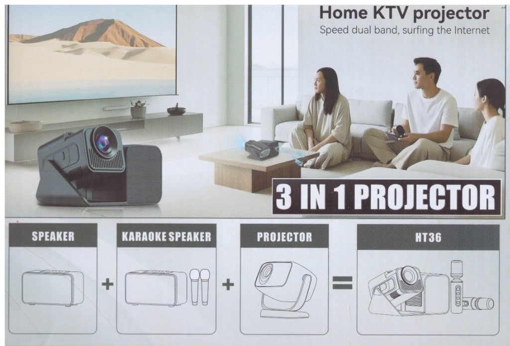 Smartbarry HT36 4K High-definition Manual Focusing 5G Dual Band Speed,HD Input 4000mAh Battery Capacity WiFi Bluetooth Projector Android 11.0 Home Theater, Movies,Video Gaming, Office Work Meetings Projector