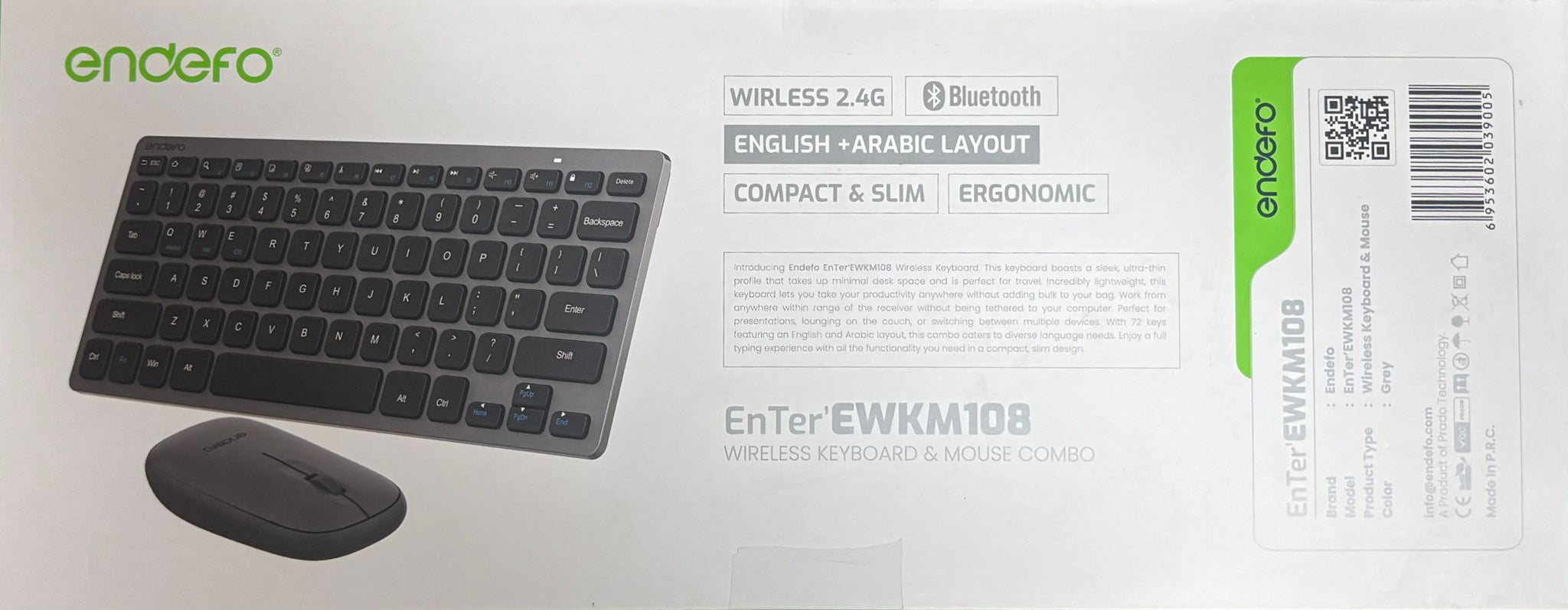 Endefo Wireless Keyboard/Mouse Combo Grey |