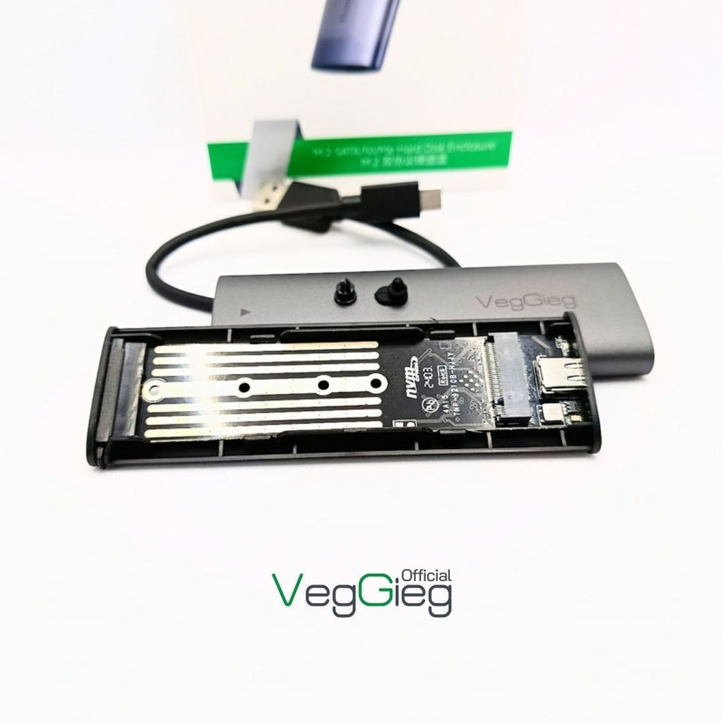 VEGGIEG-V-GM03  | Enclosure  M.2 NVMe  | USB C 3.2 Gen 2 | 10Gbps PCIe | External Solid State Drive Case